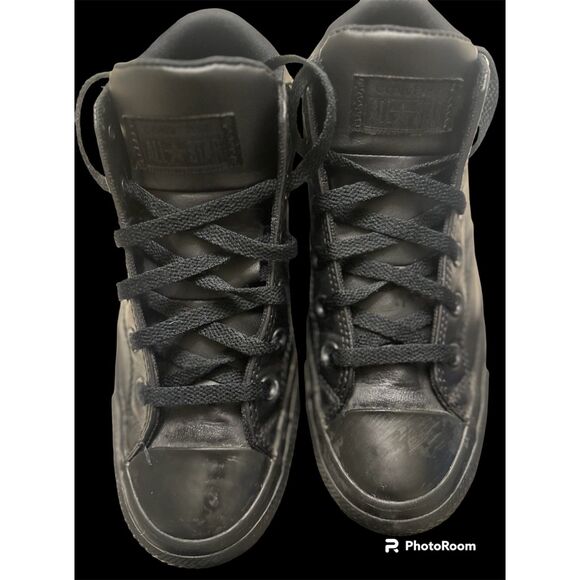 Black Leather Converse All Stars - Picture 5 of 8